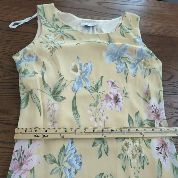 Vintage Betsy's Things Sleeveless Maxi summer yellow blue Dress Ruffled Hem 16 - Picture 10 of 12